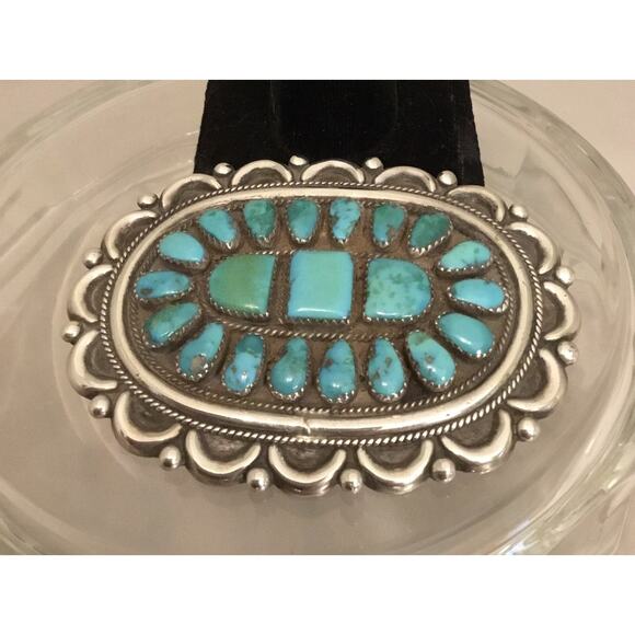 Vintage J & E Wilson Sterling Silver Turquoise Navajo Brooch - Picture 1 of 3